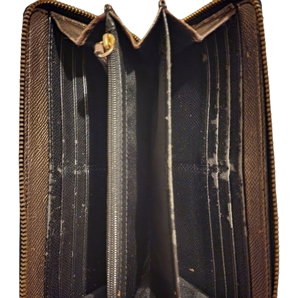 Coach Brown and Black Check Book Wallet Money Holder Gold and Black - Picture 3 of 6